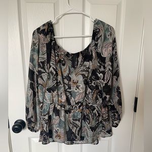 Maurice's | Off The Shoulder | Blue and Gold Paisley | Size L